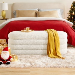 GYIIYUO 49.2" Storage Ottoman Bench Upholstered Fabric Storage Bench for Bedroom End of Bed Aesthetic Large Oval Storage Ottoman - 1 of 4