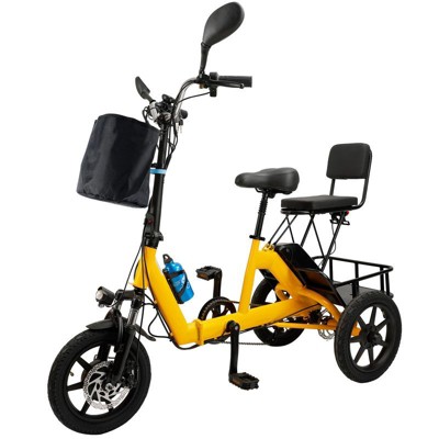 Topteng Electric Trike for Adults, 3 Wheel Bike with Basket, Adjustable Seat and Foldable Design