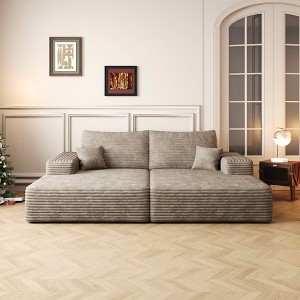 MAYEERTY 135" Large Modular Sofa Camel - 135" 6-Seat, Corduroy, Sofa Bed, No Assembly, for Apartment/Living Room - 1 of 4