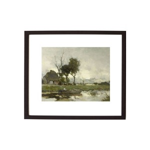 17" x 15" Autumn Landscape Antique Wall Art Black - Petal Lane: Vintage Canvas, Framed Digital Art, Earth Tones - 1 of 3