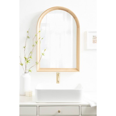 Natural Wood Arched Wall Mirror 20 x 30