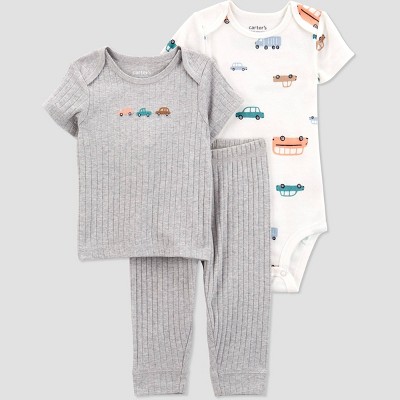 Carter's Just One You®️ Baby Boys' Vehicles Printed Top & Bottom Set - Heather Gray