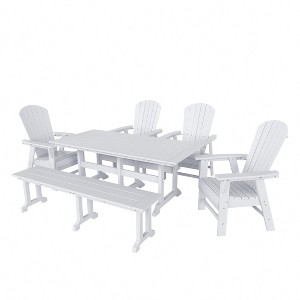 WestinTrends 6 Piece Outdoor Patio Dining Table and Armchair Dining Bench Set - 1 of 2