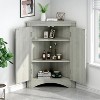 LunaLulinlk Oak Triangle Bathroom Storage Cabinet with Adjustable Shelves, Freestanding Floor Cabinet， - 2 of 4