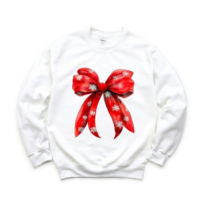 Simply Sage Market Women's Graphic Sweatshirt Coquette Christmas Snowflake Bow