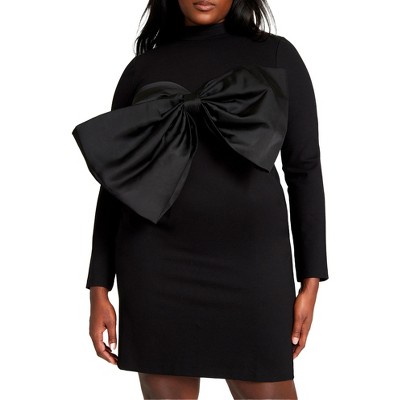 ELOQUII Women's Plus Size Bow Bodice Mini Dress