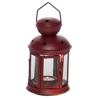 Transpac Metal 7.48 in. Red Christmas Rustic and Festive Lantern