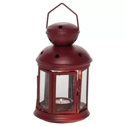 Transpac Metal 7.48 in. Red Christmas Rustic and Festive Lantern