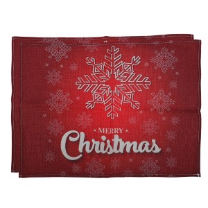 Unique Bargains Christmas Place Mats Linen Red White 13" x 17.7" 2 Pcs - 1 of 4