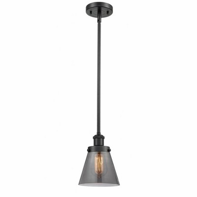 Cone - 1 Light Stem Hung Mini Pendant In Industrial Style-9 Inches Tall and 6 Inches Wide