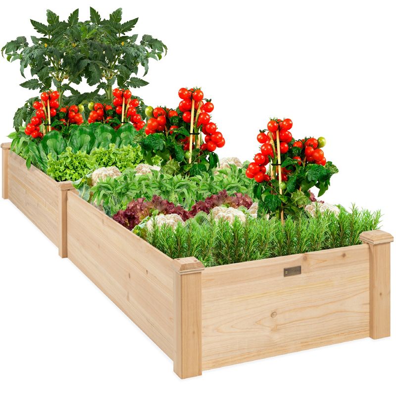 Best Choice Products 8x2ft Outdoor Wooden Raised Garden Bed Planter for Grass, Lawn, Yard, 1 of 9