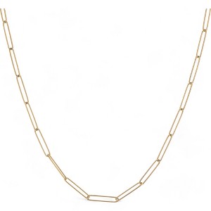 Anna-Kaci Women's Minimalist Gold Tone Paperclip Chain Fashion Necklace Simple Modern Design - Gold - 1 of 4