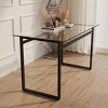 INFURNIC Desks Modern Glass Dining Table with Metal Legs Stylish Contemporary Desk for Living Room, Black, 51"*27.5"*29.5" - 3 of 4