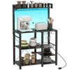 LIVAREEmlen Baker's Rack with Power Outlet & LED Lights, for Kitchens with Storage, Industrial Microwave Stand with Glass Holders, Metal Basket - 2 of 4