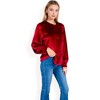 Anna-Kaci Women's Velvet Long Sleeve Top with Puff Shoulders - 3 of 4