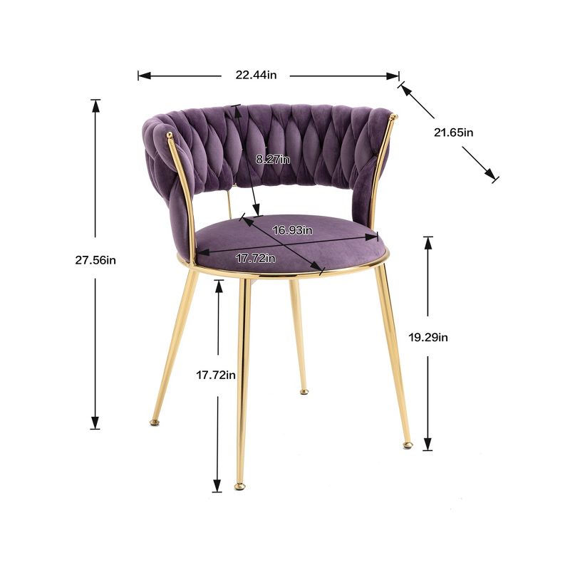 Set of 2 Modern Velvet Upholstered Accent Chair with Tufted Backrest-ModernLuxe, 3 of 13