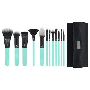 MODA Brush Pro Full Face 13pc Makeup Brush Set with Wrap, Includes Flat Powder, Highlight, and Crease Makeup Brushes - 1 of 4