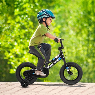 VisioGear 18 Inch Kids' Bike with Removable Training Wheels, Single Speed Boys Girls Child Bicycles for 3-5Years, Black, 49.5"*21.6"*28.3"