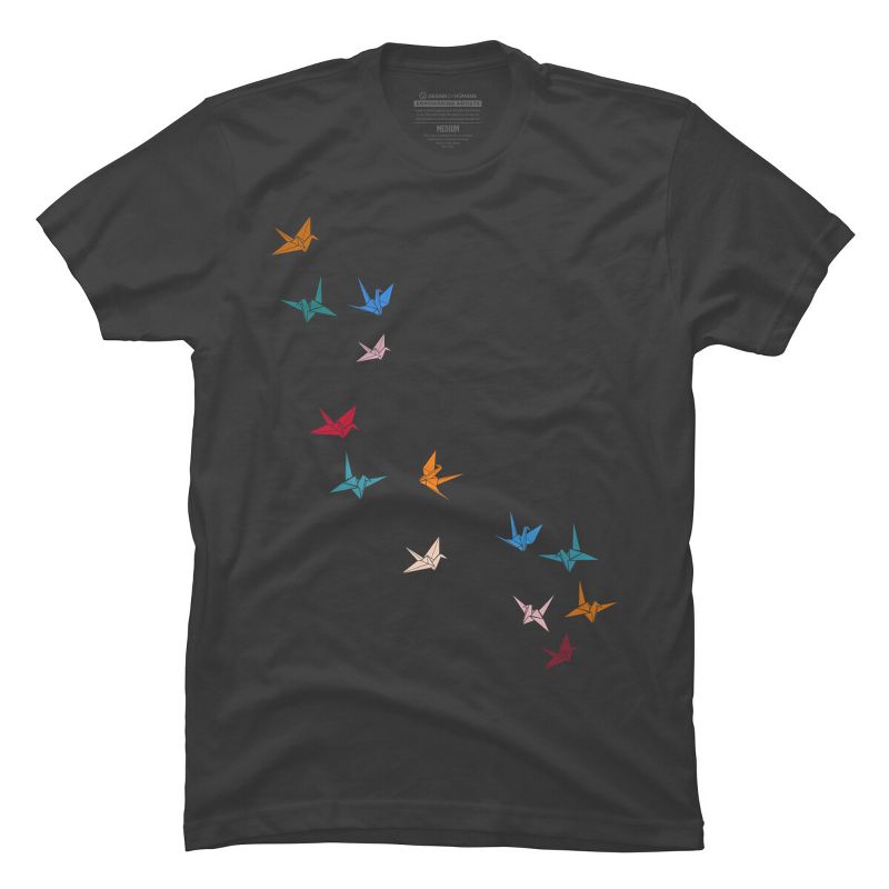Men's Design By Humans Flying Paper Cranes Birds By Magnussons T-Shirt, 1 of 5
