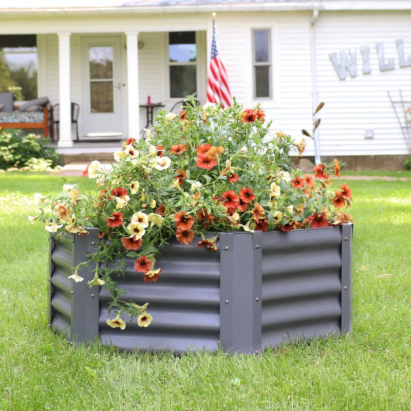 Sunnydaze Raised Powder-Coated Steel Hexagon Planter Garden Bed Kit for Plants, Flowers, Vegetables and Herbs - 41" W x 16" Deep, 2 of 10