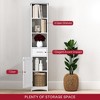 VANIRROR Narrow Linen Cabinet, Slim Storage Cabinet with Door & Drawer, Bathroom Floor Cabinet with Adjustable Shelves, Gray - 2 of 4