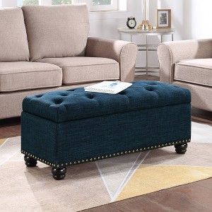 Breighton Home Designs4Comfort 9th Avenue Storage Ottoman Bench in Dark Blue Fabric - 1 of 4