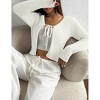 Women's Cropped Knit Cardigan Open Front Tied Short Sweater Cover Up - 3 of 4
