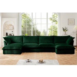 Upholstered Sectional Sofa, 4 Seater Free Combination Convertible Sofa, Sofas with Ottoman, Corduroy Fabric Sectional Sofas-Cuddlewood - 1 of 4