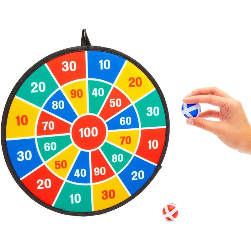 Blue Panda Kids Dart Board Game, Includes 10 Sticky Balls and Hook (14 In, 11 Pieces), 3 of 7