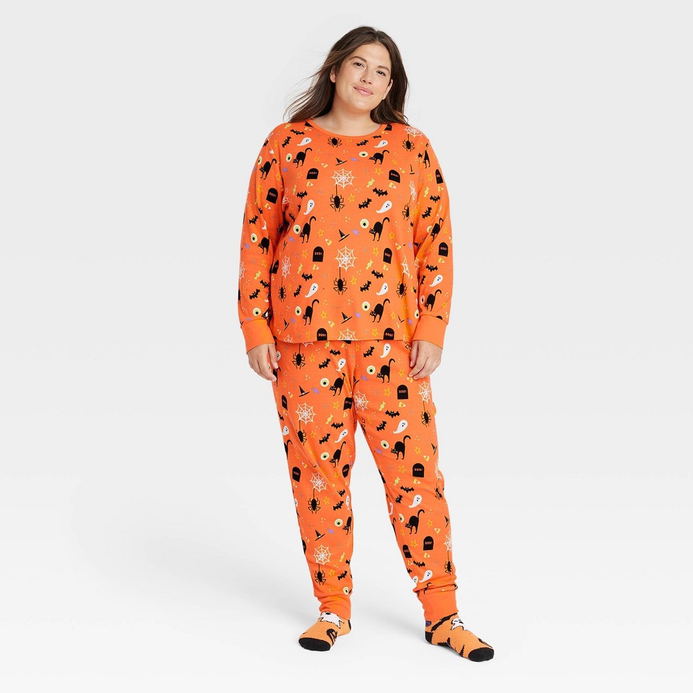 Women's Plus Size Halloween Matching Family Pajama Set - Hyde & EEK! Boutique Orange 2X
