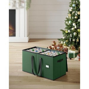 SONGMICS Large Christmas Ornament Storage Box, Dual Zippers, Stackable Christmas Storage Container with Lid, 8 Trays, 600D Oxford, 3-Inch 128 Slots - 1 of 4