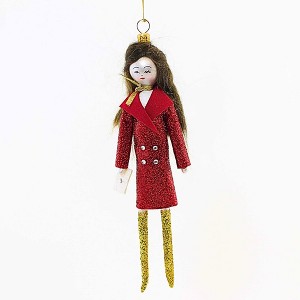 Italian Ornaments 7.0 Inch Sammie In Holiday Red Jacket Ornament Italian Diva Lady Tree Ornaments - 1 of 3