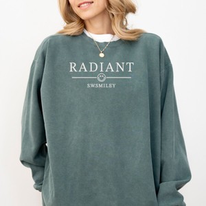 Simply Sage Market S.W.Smiley Embroidered Radiant Smiley Outline Garment Dyed Sweatshirt - 1 of 4