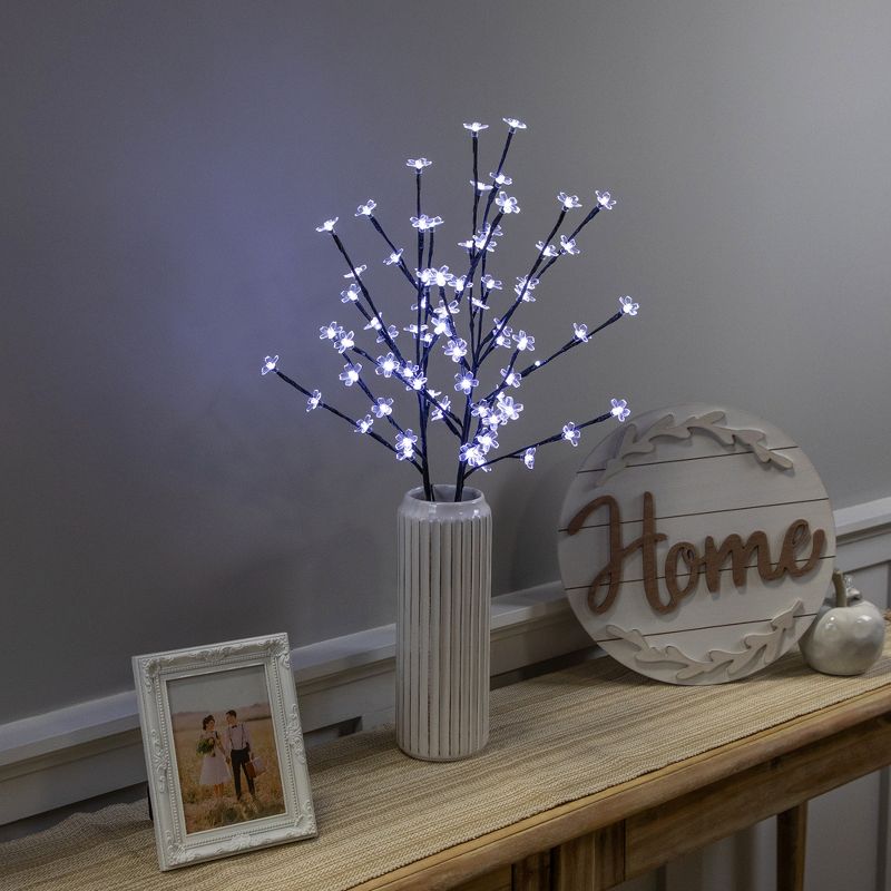 Northlight Set of 3 Pre-Lit Cherry Blossom Artificial Tree Branches, 72 Pure White LED Lights, 2 of 10