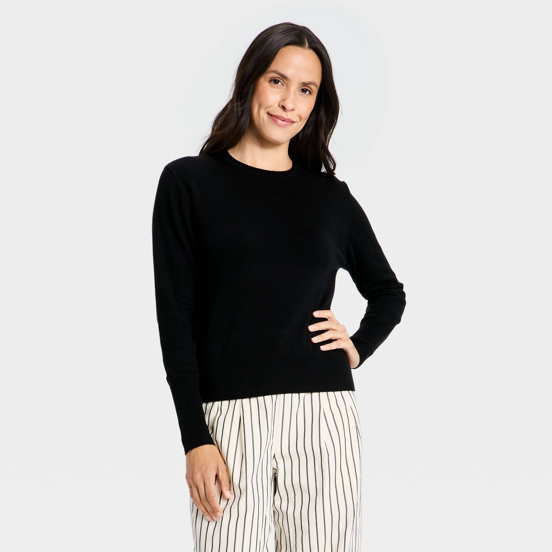 Women's Mini Roll Crewneck Pullover Sweater - A New Day™