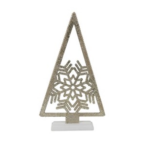 Transpac MDF 24 Inch Gold Triangle Tree with Snowflake Decorative Object Tabletop Sculpture for Christmas Indoor Use Holiday Decoration Gift Giving - 1 of 1