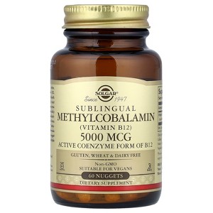 Solgar Sublingual Methylcobalamin (Vitamin B12), 5,000 mcg, 60 Nuggets - 1 of 4
