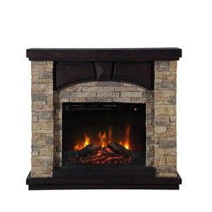 41" Freestanding Electric Fireplace Tan - Home Essentials: Modern Indoor Heater with Remote, No Assembly Required - 1 of 4