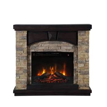41" Freestanding Electric Fireplace Tan - Home Essentials