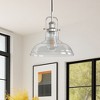 DORESshop 1-Light Brushed Nickel Modern Farmhouse Semi Flush Mount Pendant Light with Clear Glass Shaded - 3 of 4