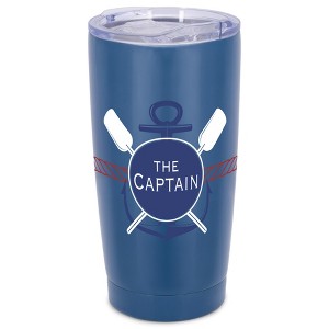 Elanze Designs 20 oz Stainless Steel On the Go Insulated Travel Tumbler With Push Top Lid, The Captain Boat Anchor Blue - 1 of 4