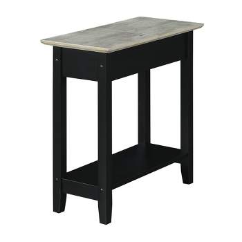 American Heritage Flip Top End Table with Charging Station and Shelf Faux Birch/Black - Breighton Home