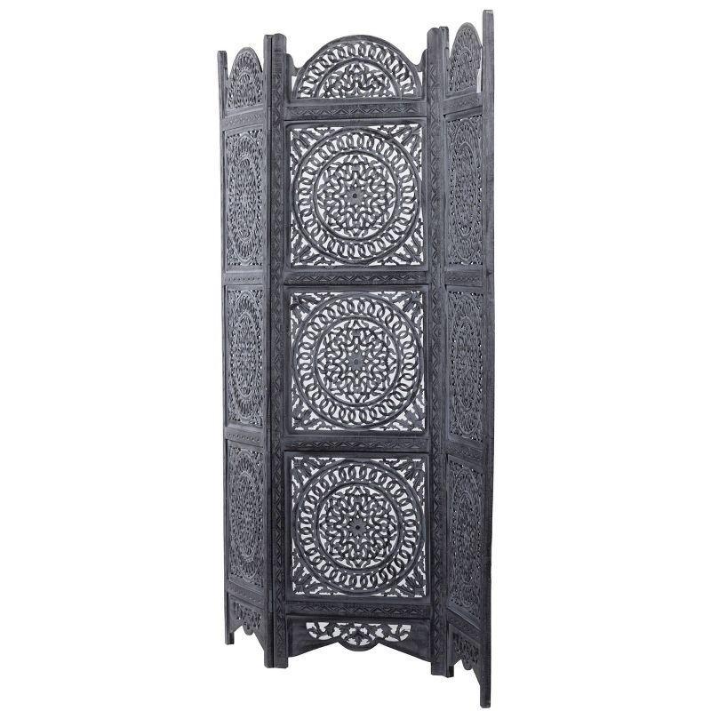 Eclectic Wood Room Divider Screen Black - Olivia &#38; May, 5 of 7