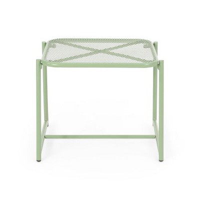 Modern Mesh Outdoor End Table, Rectangle Powder-Coated Metal Patio End Table for Outside Use, Patio Side Table -Christopher Knight Home
