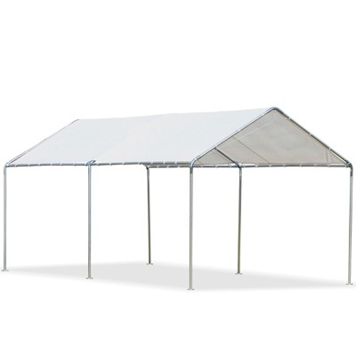 10' x 20' White Galvanized Steel Carport Canopy Kit