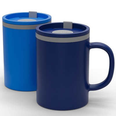 Copco Iconic Double Wall Insulated Coffee Mug with Handle, Durable & BPA-Free Reusable Plastic, 16 oz., Set of 2