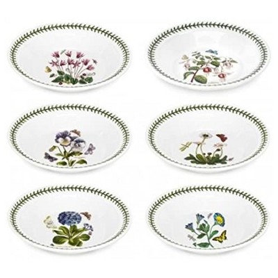 Portmeirion Botanic Garden Soup Plate/Bowl, Set of 6, Fine Earthenware,  Made in England - Assorted Floral Motifs, 8.5 Inch