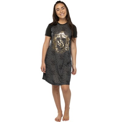 Harry Potter Women's Foil Print Hogwart Houses Raglan Nightgown Pajama
