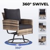 Anybear 3PC Brown Wicker Rattan Swivel Chairs with Coffee Table Outdoor Seating Set - 2 of 4