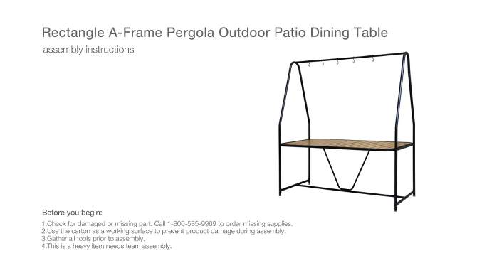 Rectangle A-Frame Pergola Outdoor Patio Dining Table Black - Room Essentials&#8482;, 2 of 8, play video